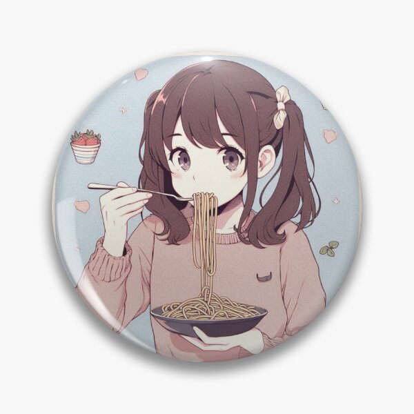 Artikelvorschau, Mädchen isst Spaghetti Digitale Kunst Retro Anime #4 entworfen und verkauft von AIrtisticPrints.