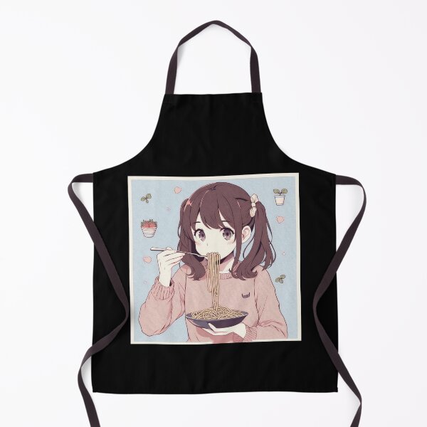 Item preview, Girl Eating Spaghetti Digital Art Retro Anime #4 designed and sold by AIrtisticPrints.