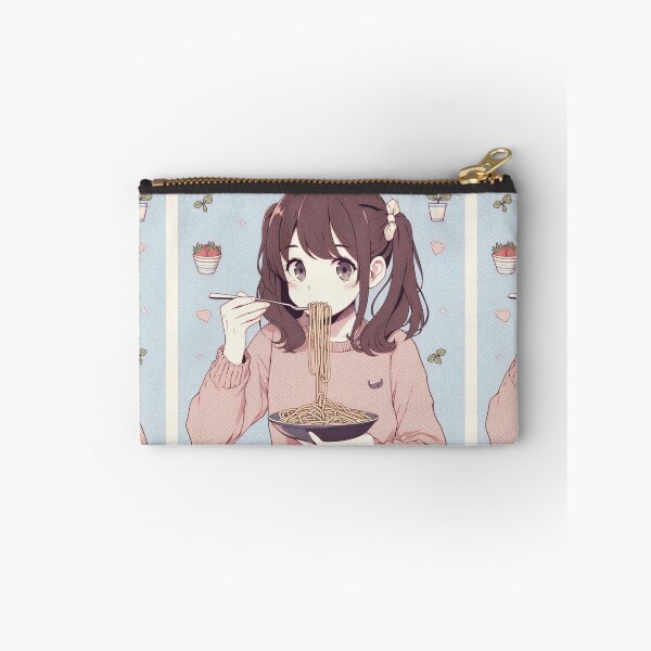 Item preview, Girl Eating Spaghetti Digital Art Retro Anime #4 designed and sold by AIrtisticPrints.