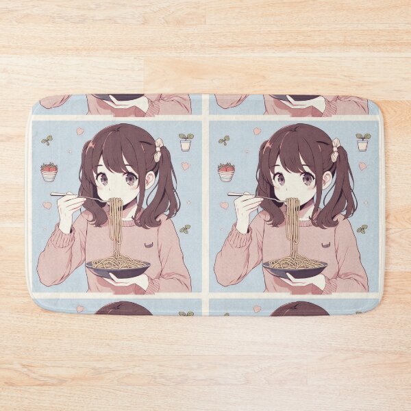 Item preview, Chica comiendo espagueti Arte digital Anime retro #4 designed and sold by AIrtisticPrints.