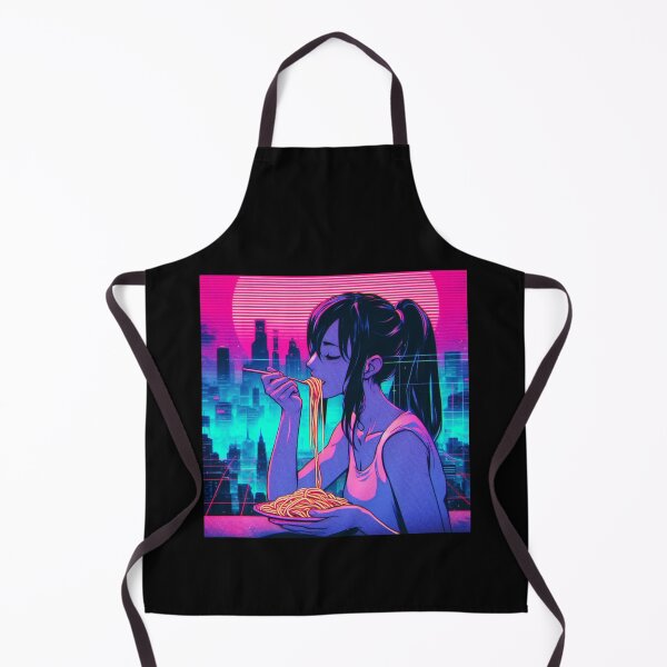 Item preview, Girl Eating Spaghetti Digital Art Retrowave #2 designed and sold by AIrtisticPrints.