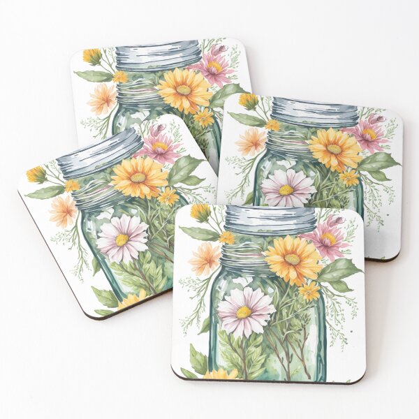 Item preview, Watercolors Mason jar flowers  designed and sold by Rislam.