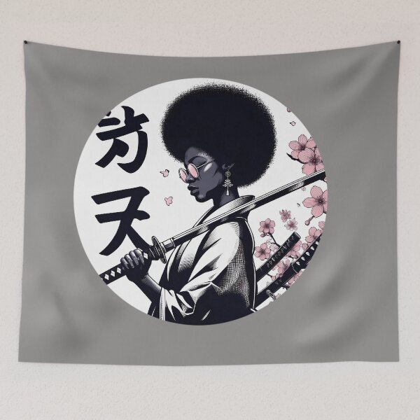Item preview, cute afro girl katana sakura designed and sold by IAPICTURE.