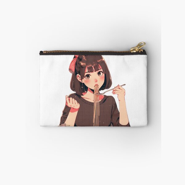 Item preview, Girl Eating Spaghetti Digital Art Retro Anime no background #1 designed and sold by AIrtisticPrints.