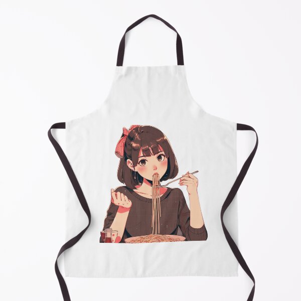 Artikelvorschau, Mädchen isst Spaghetti Digitale Kunst Retro Anime ohne Hintergrund #1 entworfen und verkauft von AIrtisticPrints.