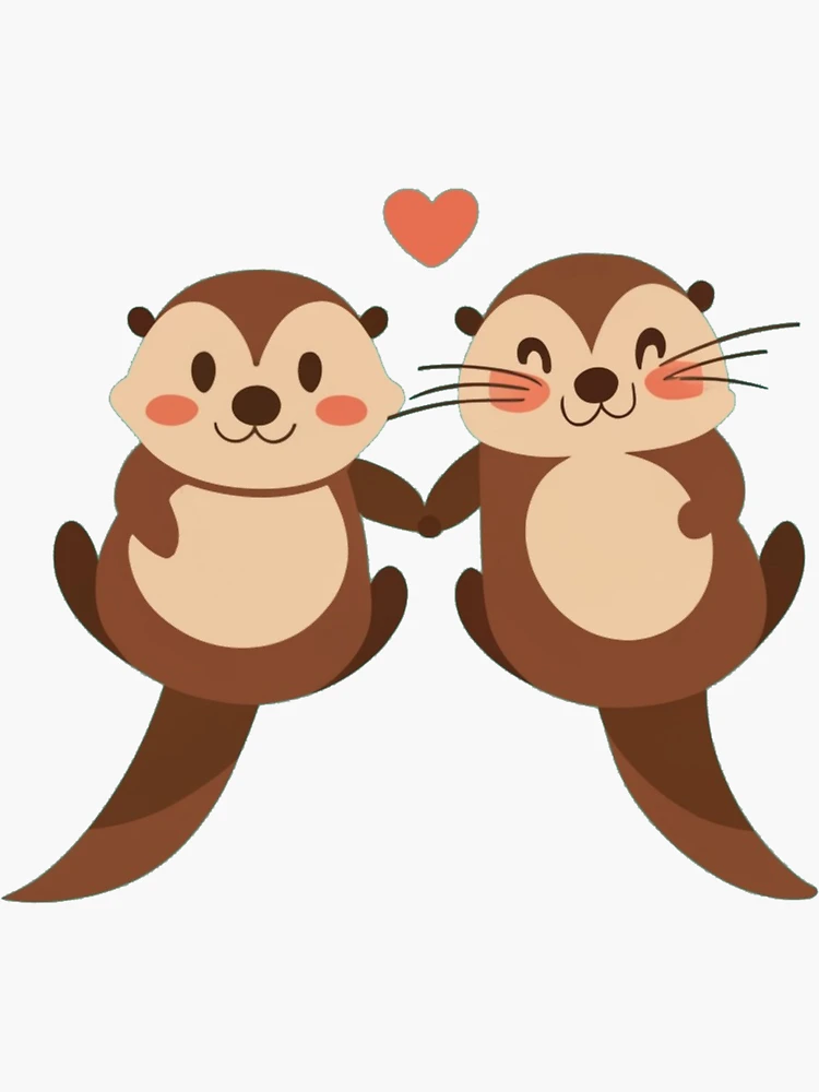 Significant Otters - Otters Holding Hands' Sticker
