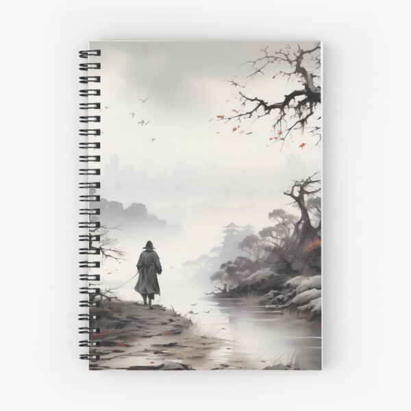 Item preview, Winter Ronin Samurai - Japanese Ink Landscape Art designed and sold by NerdyMaps.