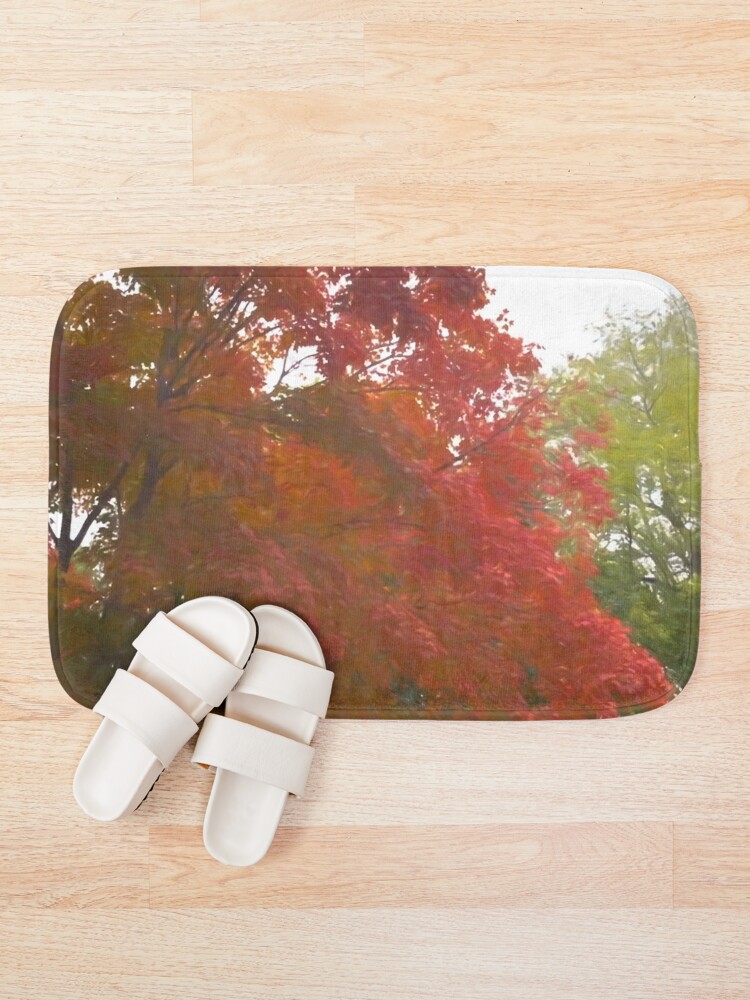 Thumbnail 1 of 6, Bath Mat, Maple Tree In October designed and sold by bloomingvine.