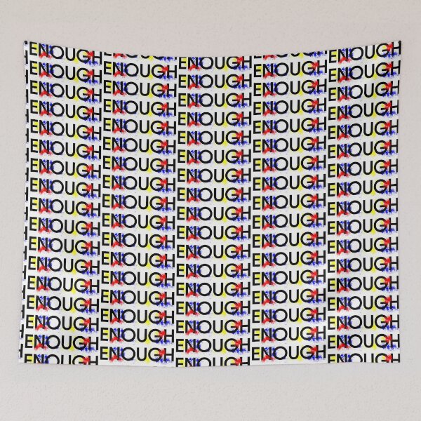 Item preview, Enough (Black Letters Primary Colors) designed and sold by Carolyn Pitts.