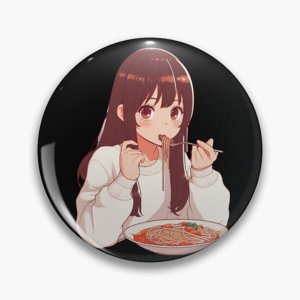 Artikelvorschau, Mädchen isst Spaghetti Digitale Kunst Retro Anime ohne Hintergrund #2 entworfen und verkauft von AIrtisticPrints.