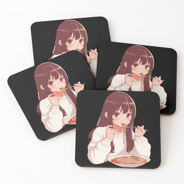 Item preview, Girl Eating Spaghetti Digital Art Retro Anime no background #2 designed and sold by AIrtisticPrints.