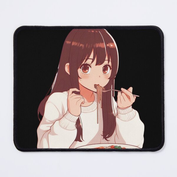 Item preview, Girl Eating Spaghetti Digital Art Retro Anime no background #2 designed and sold by AIrtisticPrints.