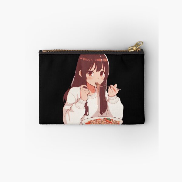 Item preview, Girl Eating Spaghetti Digital Art Retro Anime no background #2 designed and sold by AIrtisticPrints.