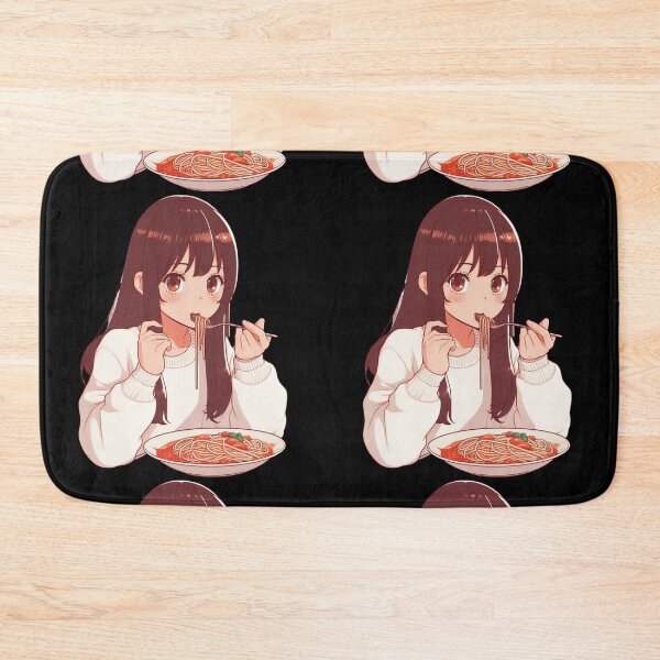 Item preview, Girl Eating Spaghetti Digital Art Retro Anime no background #2 designed and sold by AIrtisticPrints.