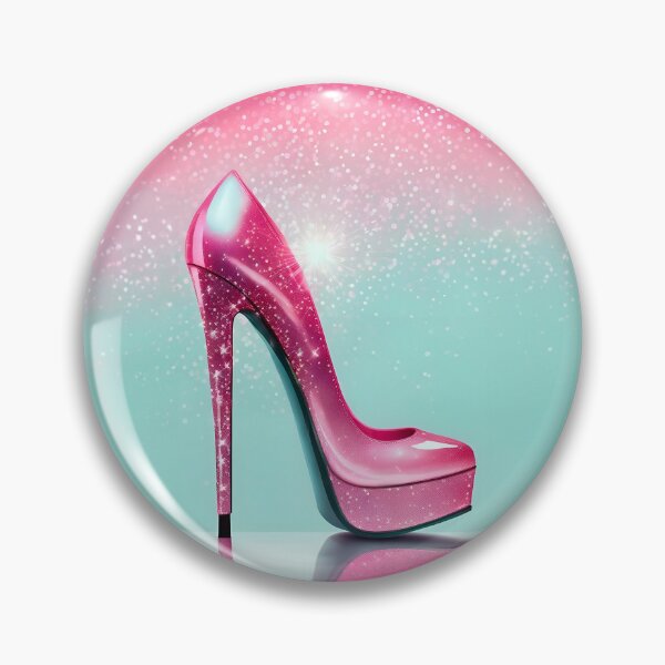 Item preview, Sparkling high heel shoe on a pink and blue background. designed and sold by moonbloom.