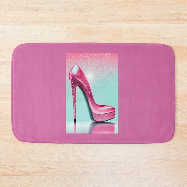 Item preview, Sparkling high heel shoe on a pink and blue background. designed and sold by moonbloom.