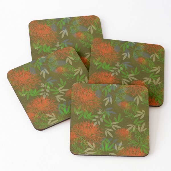 Item preview, Botanical Bliss Big Flowers Red On Dark green designed and sold by ara-designs.