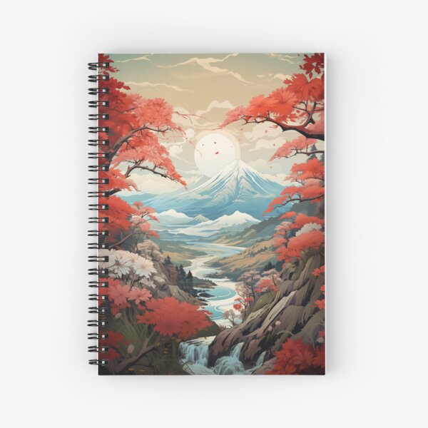 Aperçu de l'œuvre Paysage japonais vibrant - Fleurs de cerisier, forêt, montagnes créée et vendue par NerdyMaps.