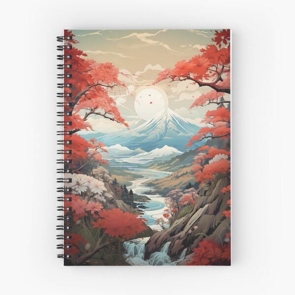 Item preview, Vibrant Japanese Landscape - Cherry Blossoms, Forest, Mountains designed and sold by NerdyMaps.