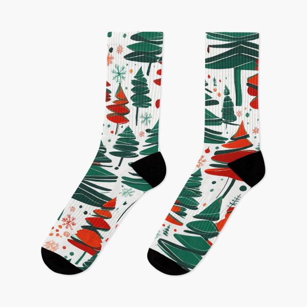 Item preview, Christmas pattern full of red and green christmas trees designed and sold by twisted-dot.