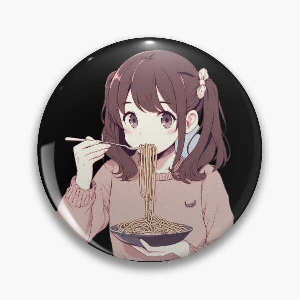 Artikelvorschau, Mädchen isst Spaghetti Digitale Kunst Retro Anime ohne Hintergrund #4 entworfen und verkauft von AIrtisticPrints.