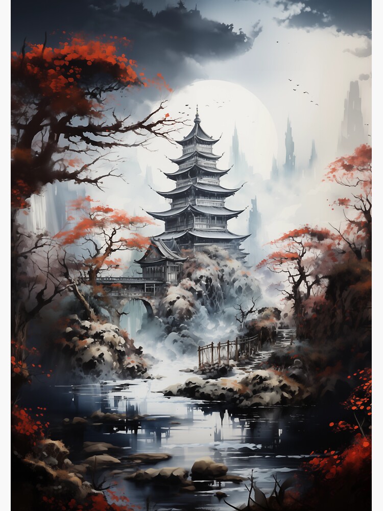 pintura de pagoda china