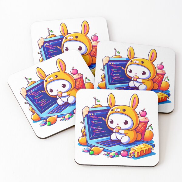 Item preview, Cute Rabbit And Computer designed and sold by risingdigitall.