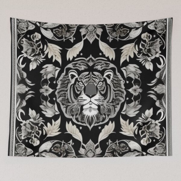 Item preview, Silver and black Persian tiger design  designed and sold by Roxburylane.