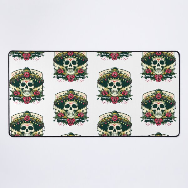 Item preview, "Day of the Dead"./a skull with a charro hat, surrounded by flowers. designed and sold by yensyriv.
