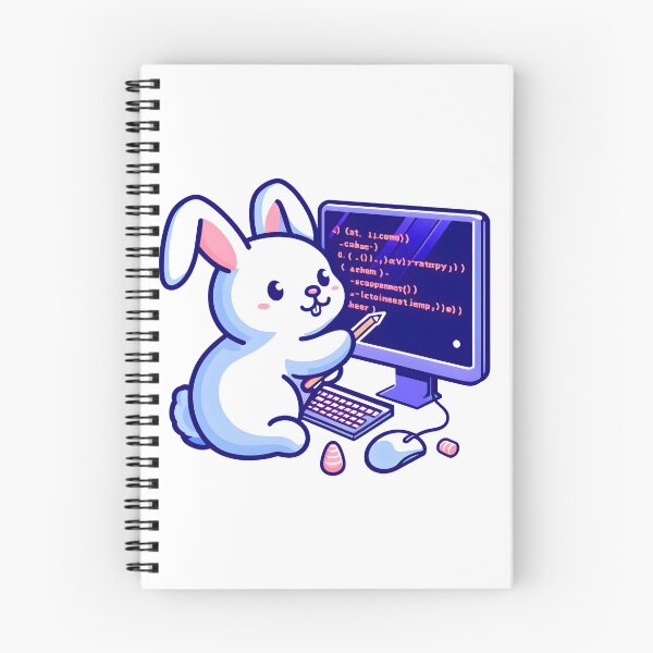 Item preview, Cute Rabbit Writes code with pen designed and sold by risingdigitall.