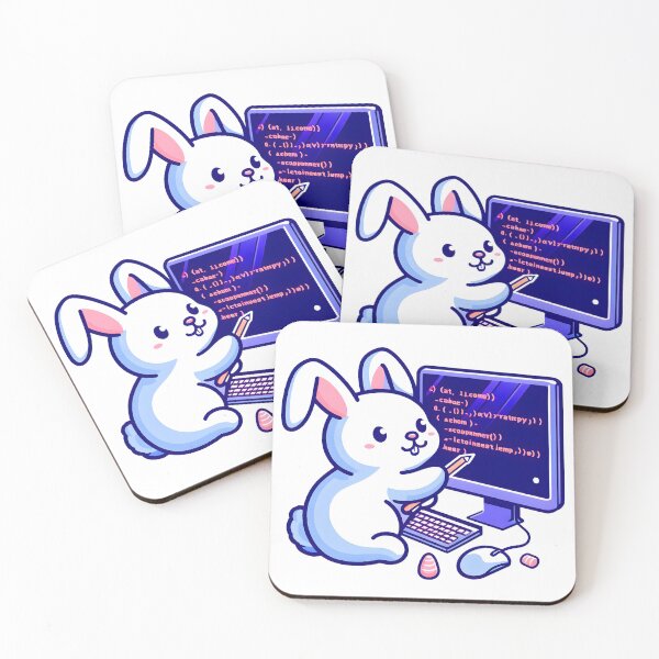 Item preview, Cute Rabbit Writes code with pen designed and sold by risingdigitall.