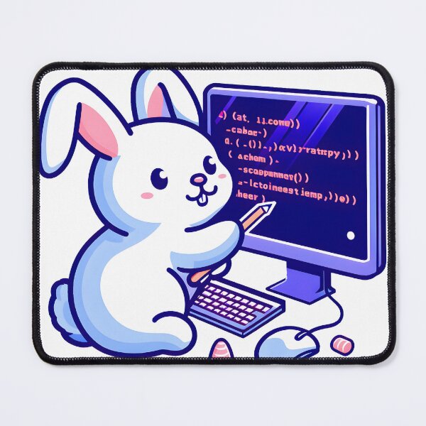 Item preview, Cute Rabbit Writes code with pen designed and sold by risingdigitall.