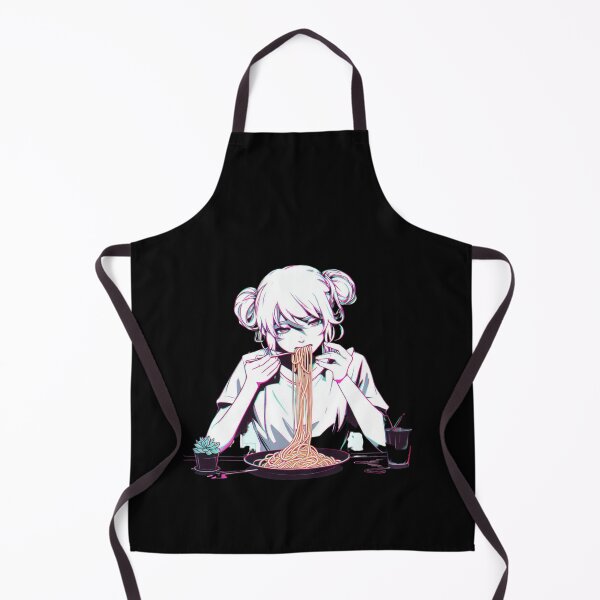 Item preview, Girl Eating Spaghetti Digital Art Psychedelic Retro Anime no background designed and sold by AIrtisticPrints.