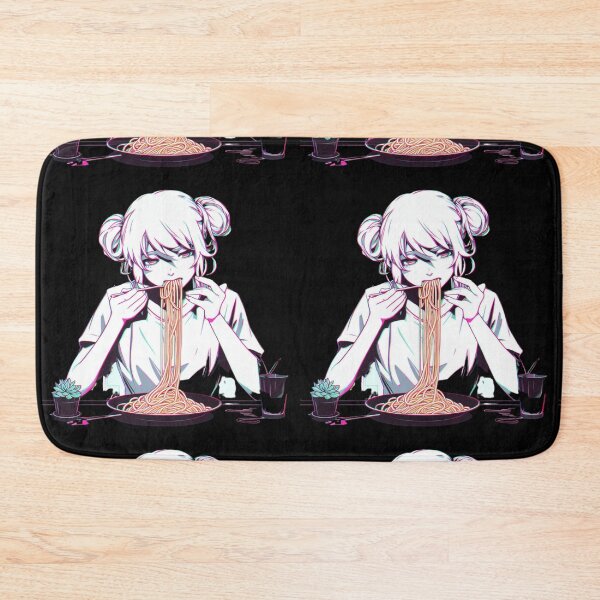 Item preview, Chica comiendo espagueti Arte digital Psicodélico Retro Anime sin fondo designed and sold by AIrtisticPrints.