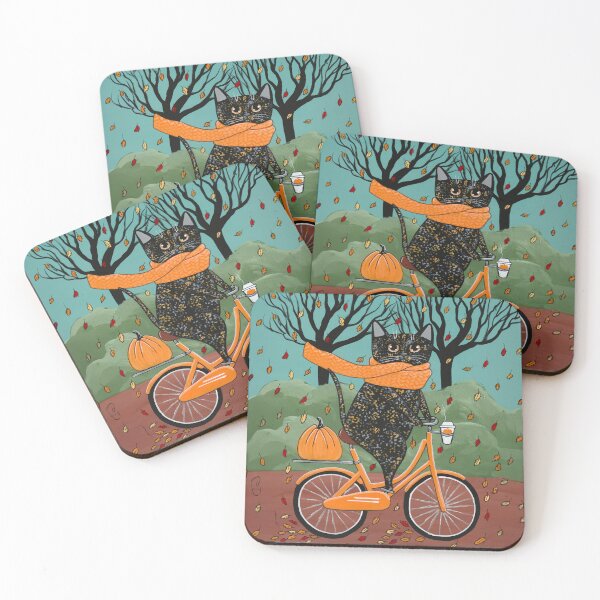 Item preview, Tortie Autumn Bicycle Ride Cat designed and sold by KilkennyCat Art.