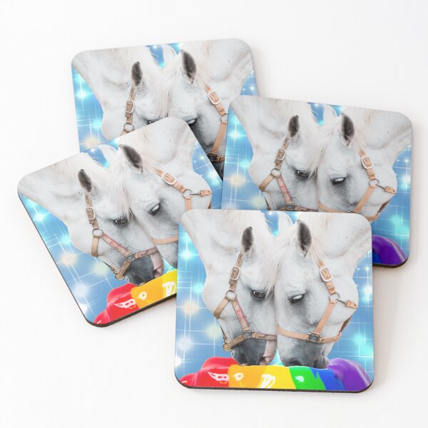 Item preview, Whimsical Collage Art Print - Pooping Rainbows with White Horses and Rainbow Feed - Unique Gift Girls Room Decor designed and sold by GollyWillikers.