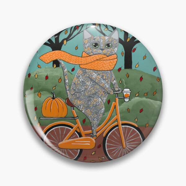 Item preview, Autumn Grey Tortie Bicycle Ride Cat designed and sold by KilkennyCat Art.