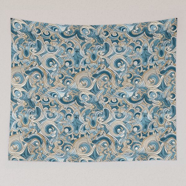 Item preview, Complicated Pattern - Blue and Gold designed and sold by Ol' Willer.