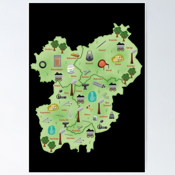 Item preview, Map of Famous Black Country Industries and Products (without title) designed and sold by MadeByGeeClowes.