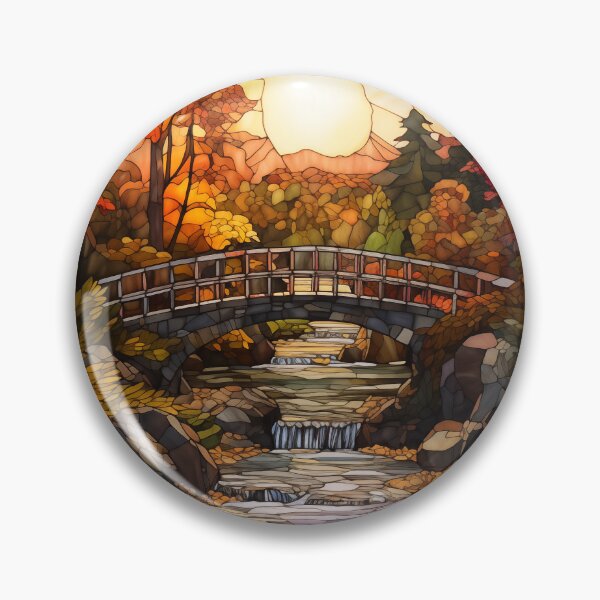 Item preview, Stained Glass Sunset Over Stone Bridge designed and sold by Matt's Artificial Nature.