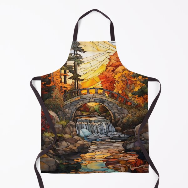 Item preview, Stained Glass Sunset Over Arched Stone Bridge designed and sold by Matt's Artificial Nature.
