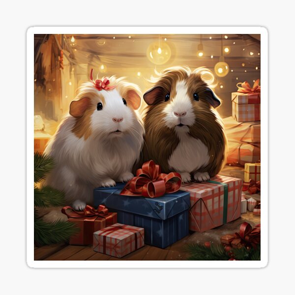 Item preview, Christmas two cute guinea pigs designed and sold by WallyPink.