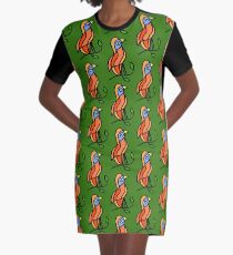Colorful bird on a twig Graphic T-Shirt Dress