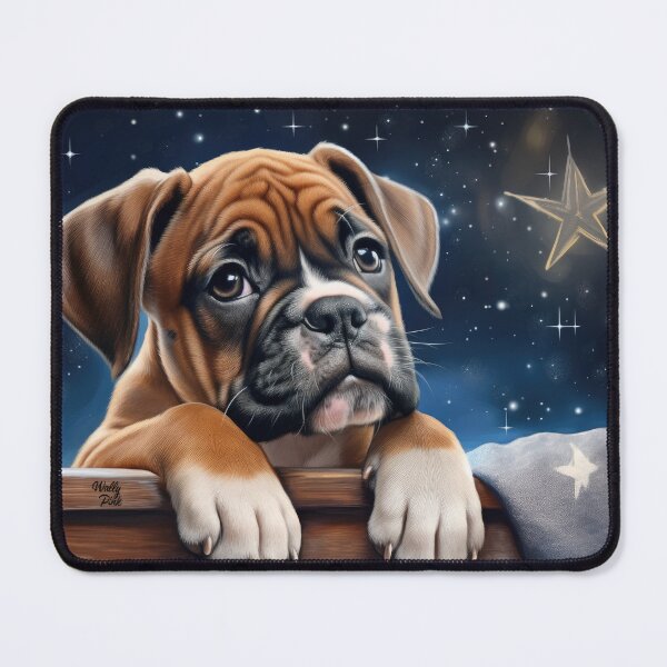 Item preview, cute little boxer puppy looks at the stars designed and sold by WallyPink.
