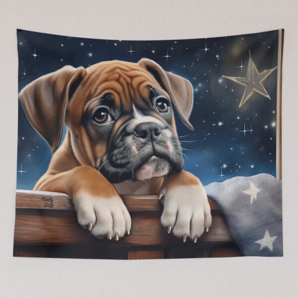 Item preview, cute little boxer puppy looks at the stars designed and sold by WallyPink.