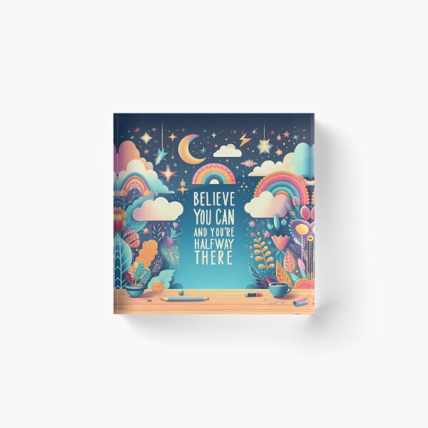 Item preview, Personalized products with text: Belive You Can and You're Halfway There (Clouds) designed and sold by ShoppingKazkar.