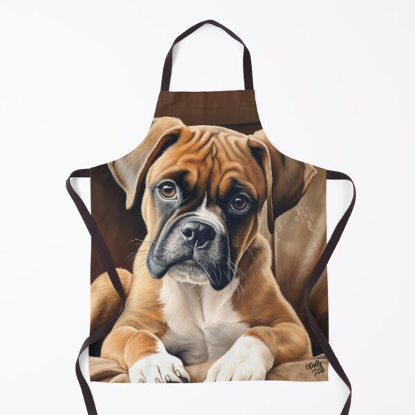 Item preview, cute boxer dog puppy lying on sofa designed and sold by WallyPink.