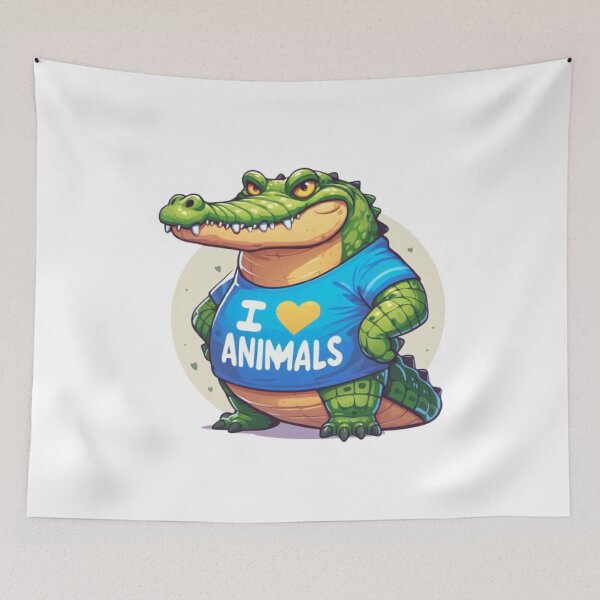 Item preview, Cute crocodile with an I love animals t-shirt, ideal for a gift designed and sold by Tandilia Store.