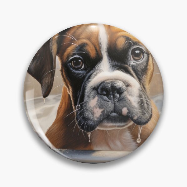 Item preview, cute little dog puppy boxer in the bathtub designed and sold by WallyPink.