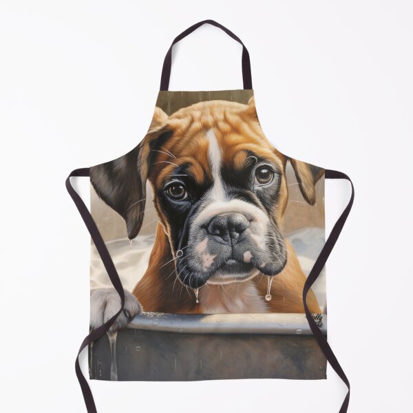 Item preview, cute little dog puppy boxer in the bathtub designed and sold by WallyPink.